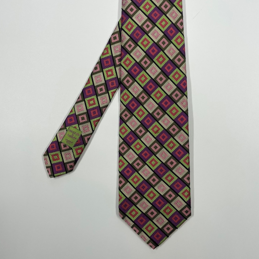 Holland & Sherry Multicolor Geometric Silk Necktie Mens OS